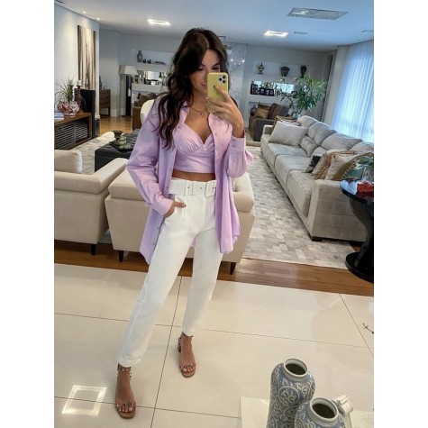 Camisa Doble-Pastel Lilac #BCAFCF-M