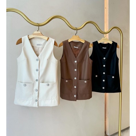 Colete Chic-Marrom #4B3621-M