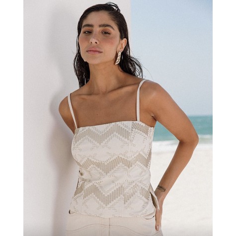 Blusa Bianca-Creme #fffdd0-M