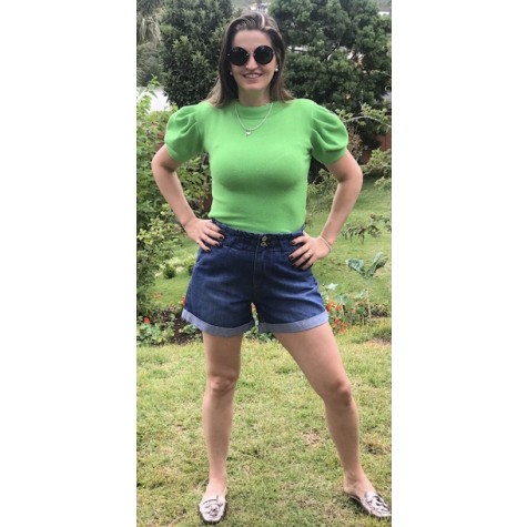 Shorts jeans Clochard com elástico 