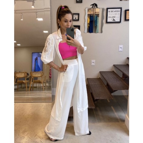 Calça pantalona fluidez-Branco #ffffff-P