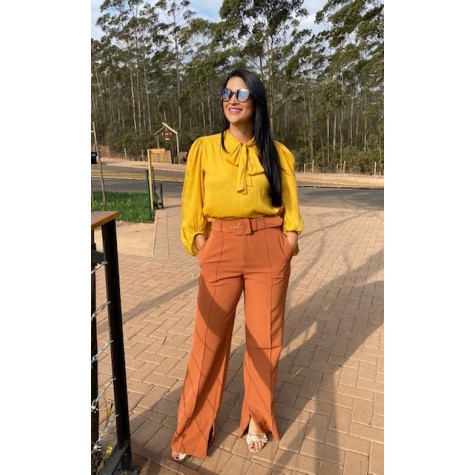 Calça Alfaiataria Letícia-Camel #a27d60-M