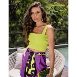 Cropped tricot decote V